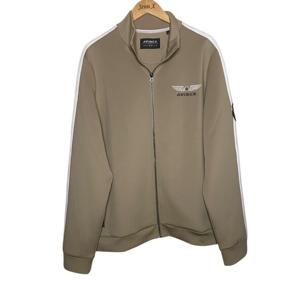 NWOT AVIREX Tan Long Sleeve Full Zip Track Jacket Size XL Activewear